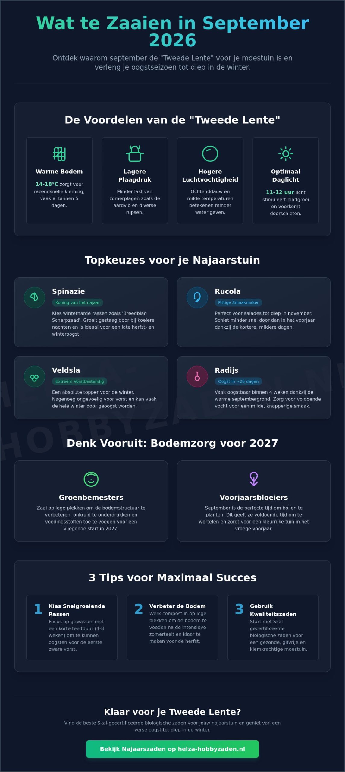 Wat zaaien in september 2026? De complete gids voor een rijke najaarsoogst